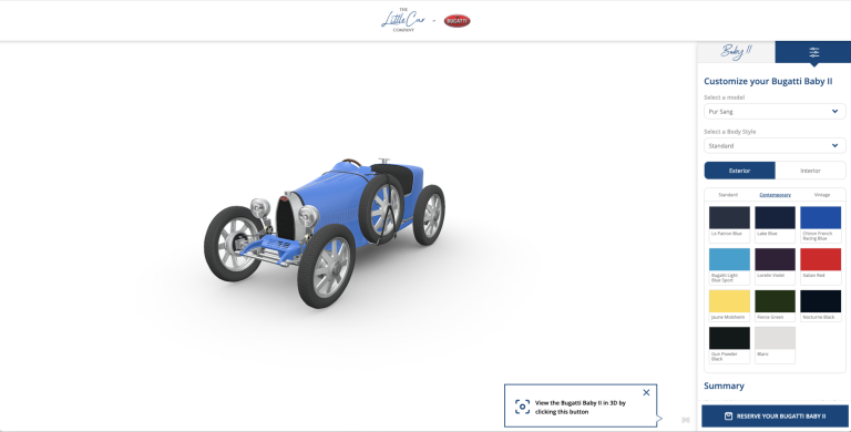 Bespoke Bugatti brought to life: The Little Car Company launches cutting-edge Bugatti Baby II configurator
